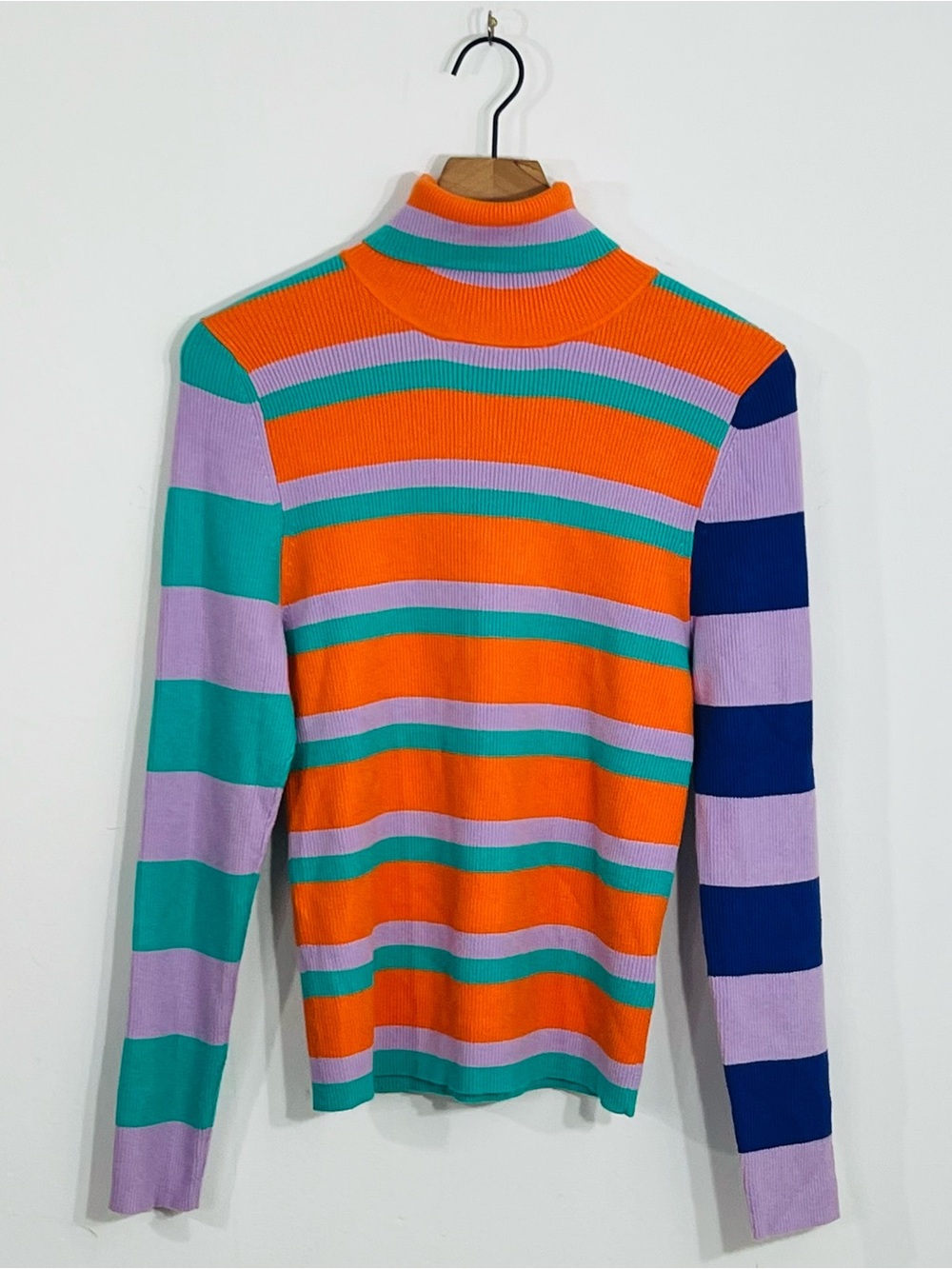 Maeve By Anthropologie Striped Turtleneck Ribbed Vibrant Stripes Sold Out XL